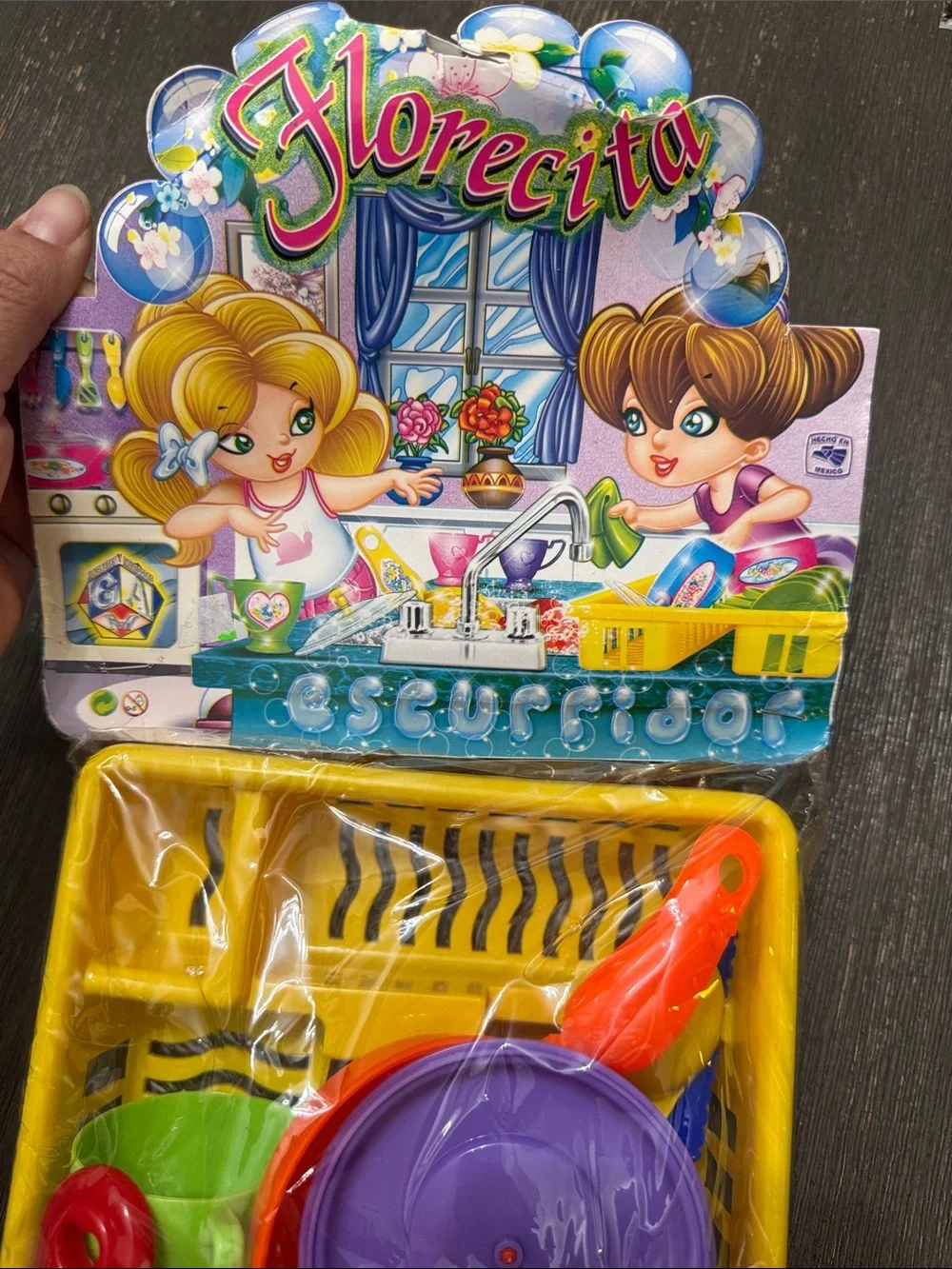 Florecita Escurridor toy kitchen and dish drainer play set
